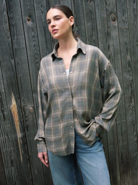 Рубашка из вискозы в клетку LRU 3315 - купить в интернет-магазине Conte