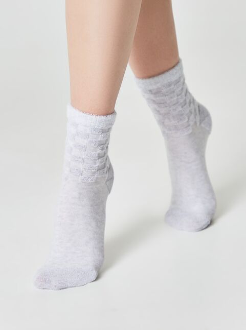 Махровые носки из хлопка с объемными рисунками «квадраты» COMFORT - купить в интернет-магазине Conte