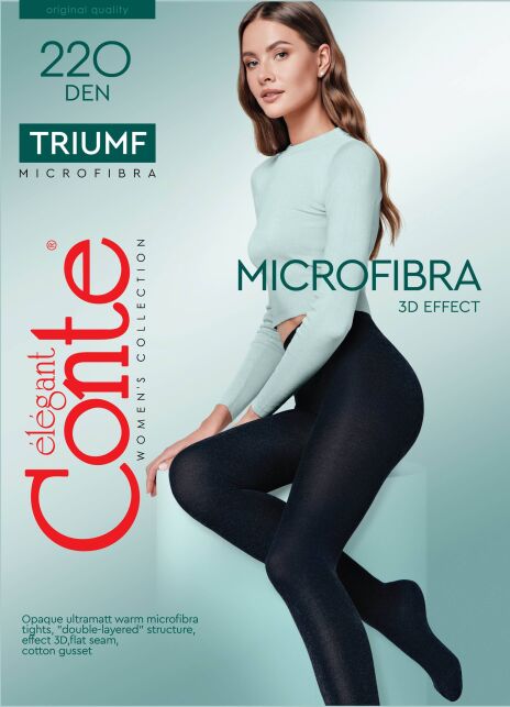 Теплые колготки женские из микрофибры Triumf 220 Lycra® неро цвета - купить в интернет-магазине Conte
