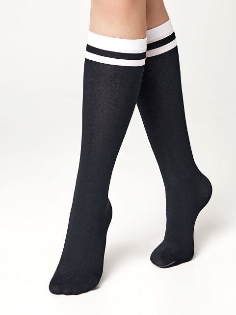 Плотные гольфы из микрофибры с контрастными полосами MODE - купить в интернет-магазине Conte