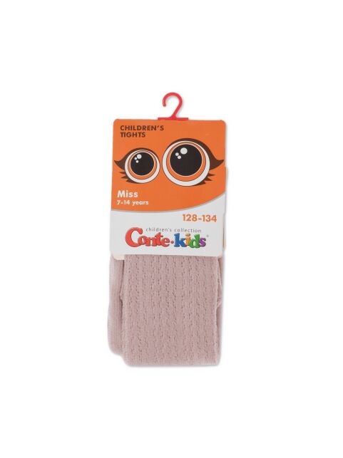 Ажурные пепельно-розовые хлопковые колготки Miss - купить в интернет-магазине Conte