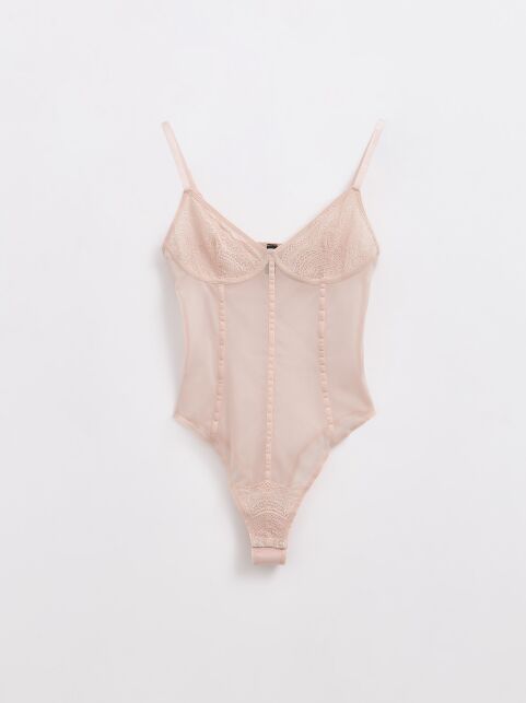 Боди из кружева и сетки с имитацией стрепов CELEBRATION LBT 1893 - купить в интернет-магазине Conte