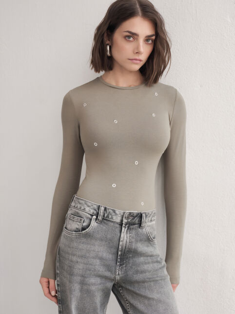 Боди из вискозы с декоративными люверсами LBD 3288 - купить в интернет-магазине Conte