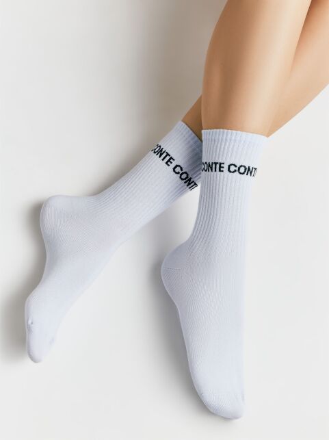 Удлиненные носки из хлопка в рубчик с надписью «CONTE» - купить в интернет-магазине Conte