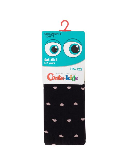 Колготки SOF-TIKI темно синие (махровые внутри) с рисунком "сердечки" - купить в интернет-магазине Conte