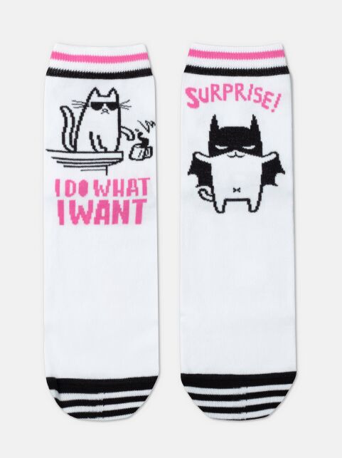 Хлопковые носки с рисунком "cat & surprise" - купить в интернет-магазине Conte