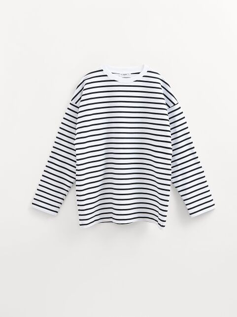 Лонгслив свободного кроя из хлопка в полоску LD 3293 Лонгслив свободного кроя из хлопка в полоску LD 3293 - купить в интернет-магазине Conte