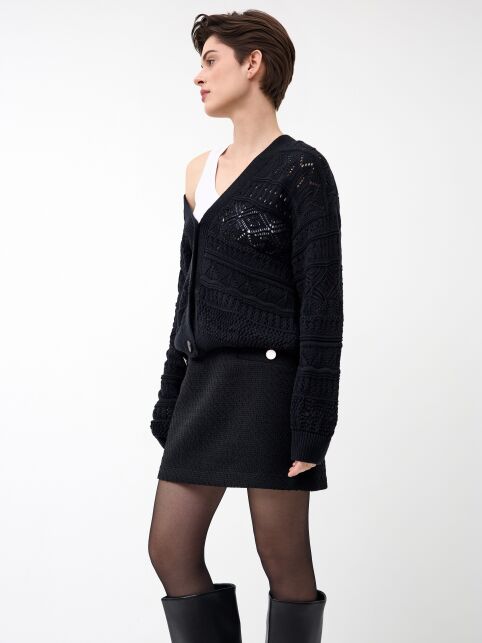 Юбка-mini черная из фактурного твида LU 3273 - купить в интернет-магазине Conte