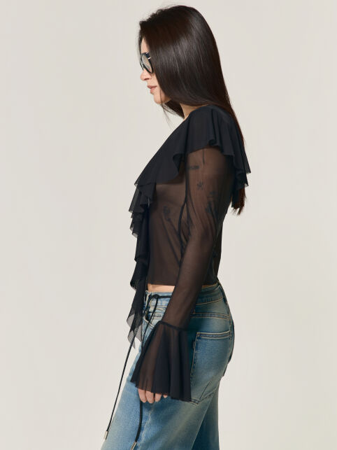 Лонгслив из сетки с воланами LD 3485 - купить в интернет-магазине Conte