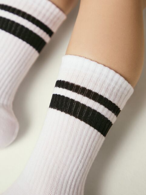 Удлиненные носки с двойной контрастной линией на резинке - купить в интернет-магазине Conte