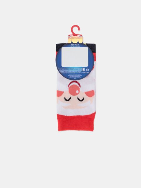 Новогодние красные носки с рисунком «Санта» - купить в интернет-магазине Conte