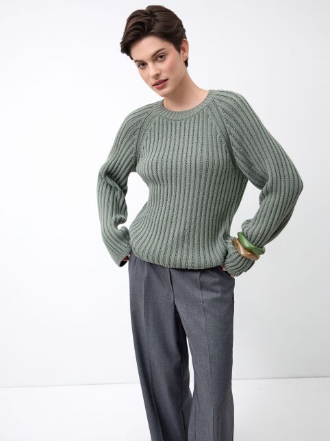 Джемпер объёмного силуэта из хлопковой пряжи LDK 24117 - купить в интернет-магазине Conte