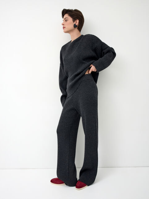 Брюки прямого кроя из пряжи с шерстью LDK24127 - купить в интернет-магазине Conte