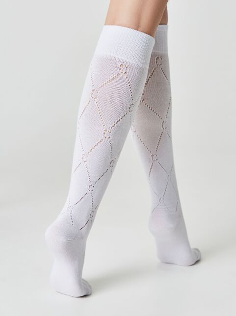 Гольфы из хлопка в ажурные ромбы и отсылкой к логотипу бренда, модель 007 - купить в интернет-магазине Conte