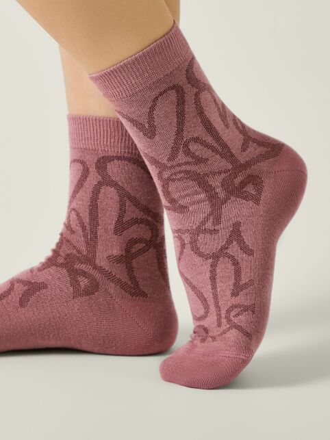 Классические хлопковые носки с рисунком «сердечки» - купить в интернет-магазине Conte