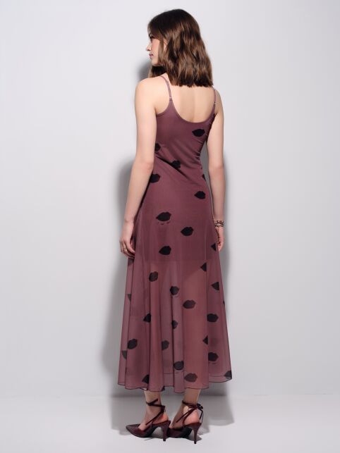 Платье-макси из сетки с рисунком «Lips» на подкладке LSF 3487 - купить в интернет-магазине Conte