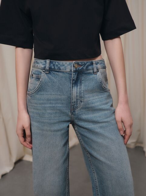 Джинсы wide leg винтажной варки с необработанным краем CON-845 - купить в интернет-магазине Conte