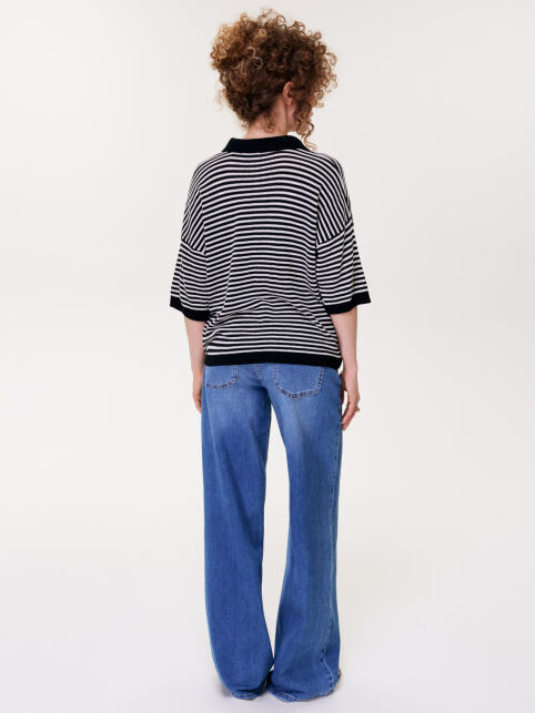 Джемпер-поло в полоску из пряжи с вискозой LDK25140 - купить в интернет-магазине Conte