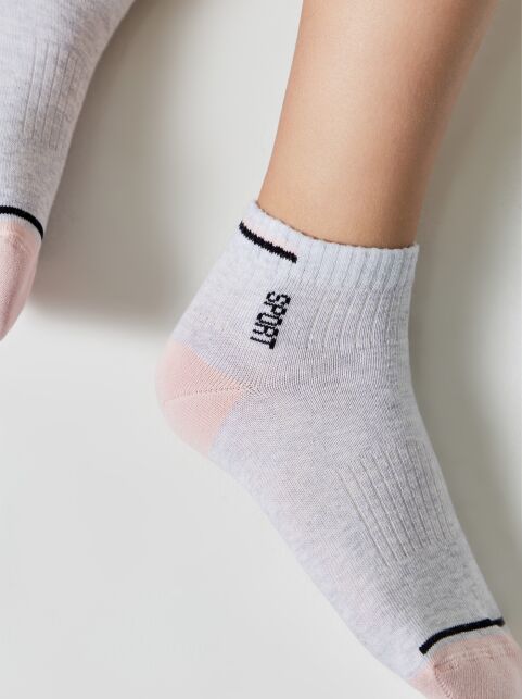 Короткие светло-серые спортивные носки ACTIVE lycra®, модель 957 - купить в интернет-магазине Conte