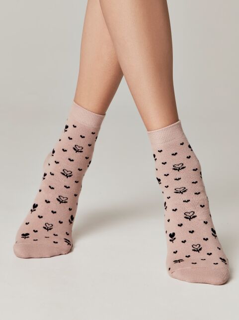 Махровые носки из хлопка с рисунками «Цветы» - купить в интернет-магазине Conte