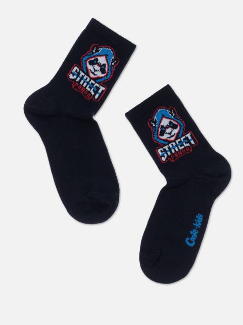 Удлиненные носки из хлопка в рубчик с рисунком "Панда" Удлиненные носки из хлопка в рубчик с рисунком "Панда" - купить в интернет-магазине Conte