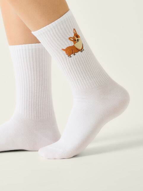 Хлопковые носки с вышивкой «Корги» из лимитированной коллекции BEST FRIENDS - купить в интернет-магазине Conte