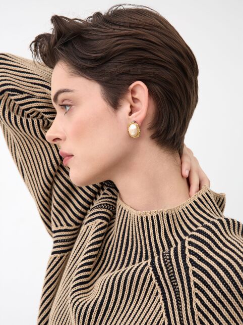 Джемпер объёмного силуэта с воротником стойкой из пряжи с хлопком LDK 24121 - купить в интернет-магазине Conte