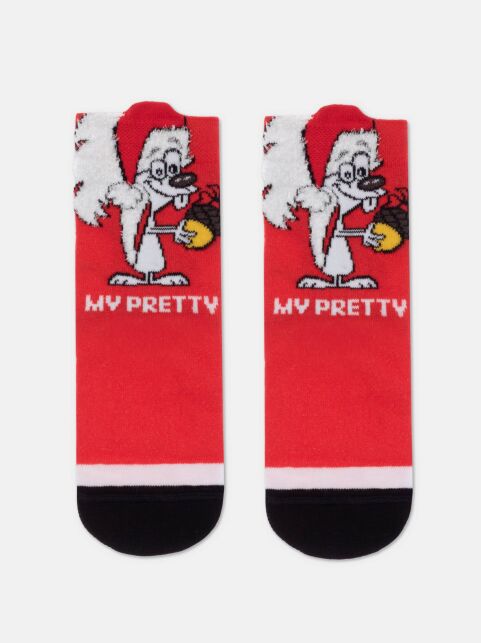 Новогодние детские носки с пикотом "Squirrel" из объёмной пушистой нити - купить в интернет-магазине Conte