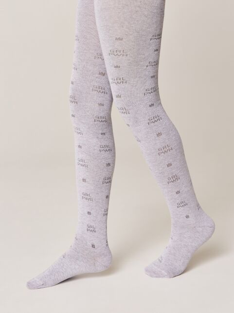 Колготки из хлопка с рисунками «GRL PWR» - купить в интернет-магазине Conte