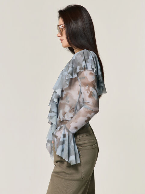 Лонгслив из сетки с воланами LD 3485 - купить в интернет-магазине Conte