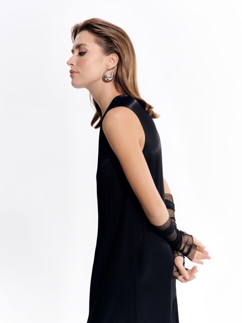 Платье-макси с воланом из вискозы с атласным блеском LPL 3128 - купить в интернет-магазине Conte