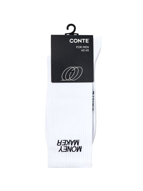 Удлиненные мужские носки в рубчик с вышивкой «Money maker» - купить в интернет-магазине Conte