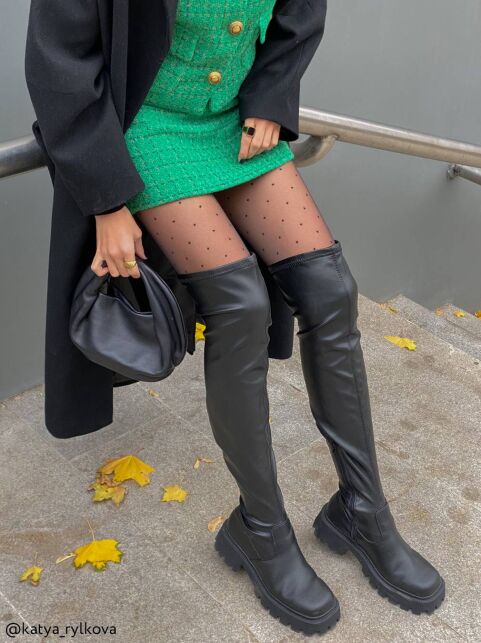 Колготки женские в горошек DOTS Lycra® неро цвета - купить в интернет-магазине Conte