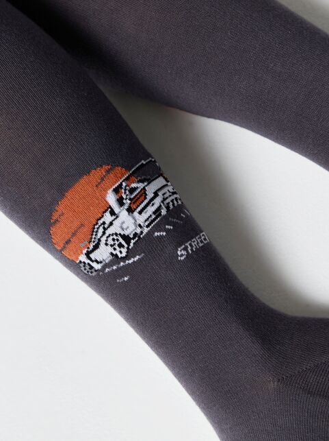 Хлопковые колготки TIP-TOP темно серые с рисунком "гонка" - купить в интернет-магазине Conte