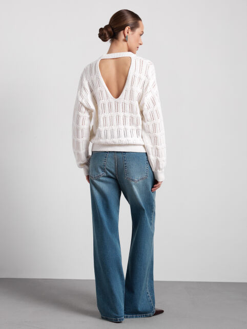 Джемпер ажурного переплетения с V-образным вырезом по спинке LDK2565 - купить в интернет-магазине Conte