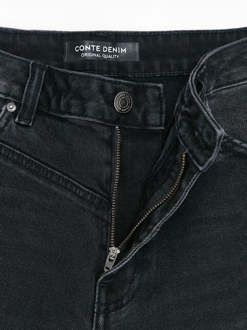 Чёрные джинсы wide leg с кокеткой CON-801 - купить в интернет-магазине Conte