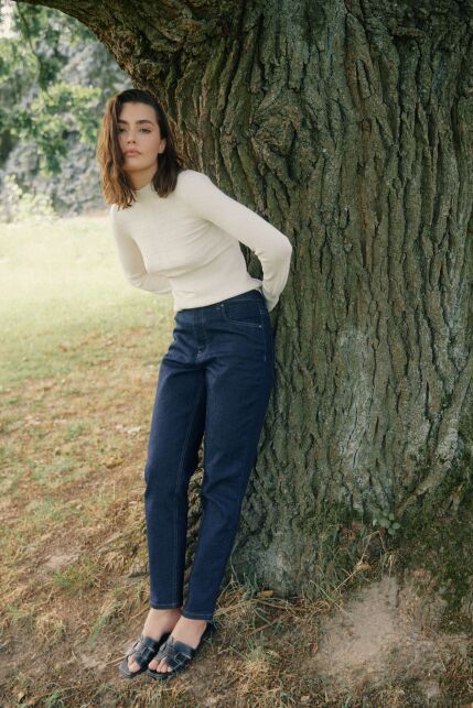 Джинсы mom с высокой посадкой из raw-денима CON-546 - купить в интернет-магазине Conte