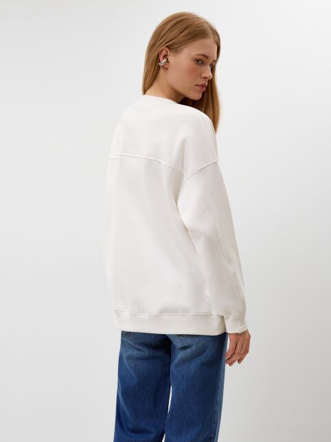 Свободный свитшот из футера с акцентными манжетами LD 3229 - купить в интернет-магазине Conte