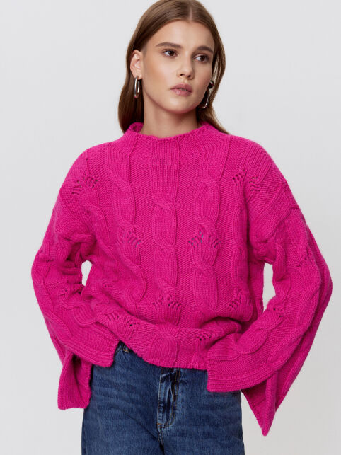Джемпер с «косами» и разрезами на рукавах из пряжи с шерстью LDK 24134 - купить в интернет-магазине Conte
