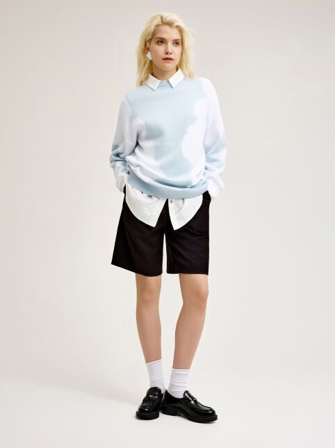 Джемпер объёмного силуэта с цветочным рисунком LDK 24122 - купить в интернет-магазине Conte