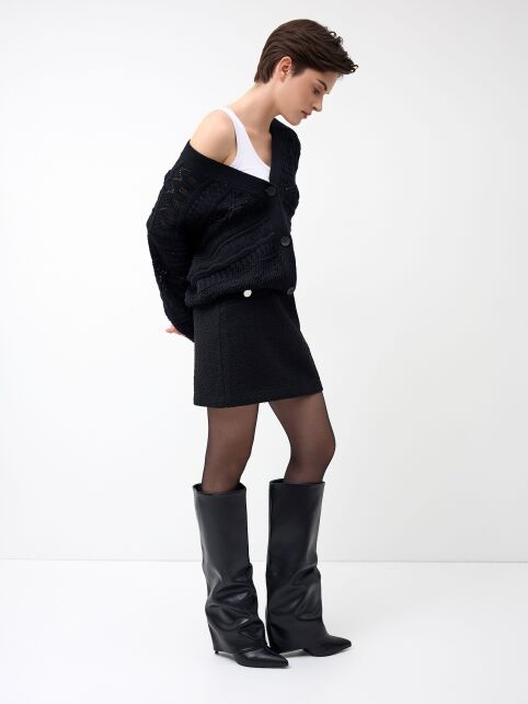 Юбка-mini черная из фактурного твида LU 3273 - купить в интернет-магазине Conte