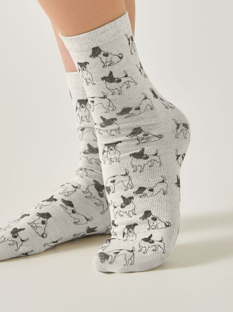 Носки со льном из лимитированной коллекции BEST FRIENDS «Джек-рассел-терьер» - купить в интернет-магазине Conte