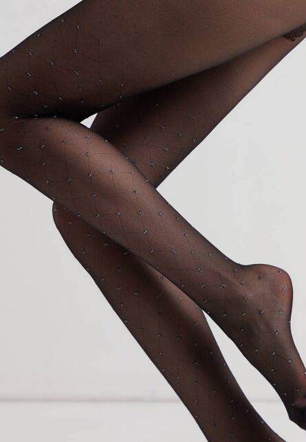 Колготки женские с рисунком «ромбы» и горошком из люрекса LUSSO неро цвета - купить в интернет-магазине Conte