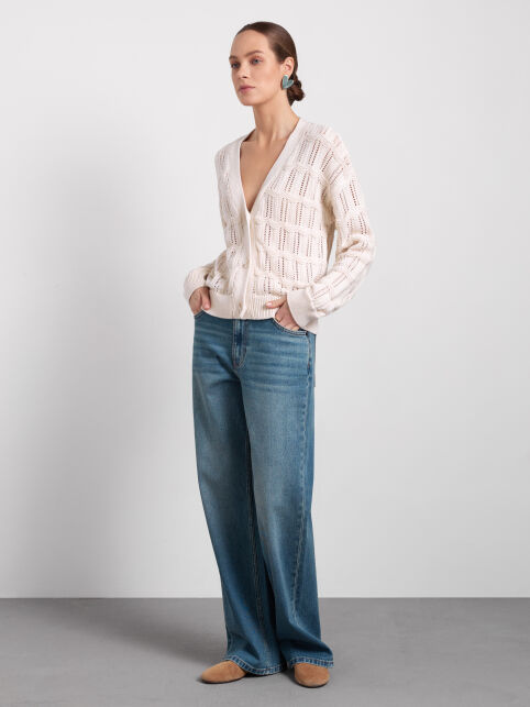 Жакет с ажурным переплетением свободного силуэта из пряжи с хлопком LDK2566 - купить в интернет-магазине Conte