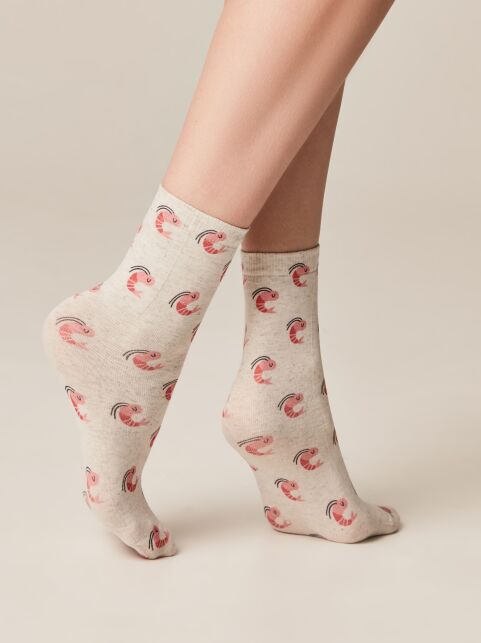 Носки с принтом из смесовой пряжи с хлопком и льном «Sea» - купить в интернет-магазине Conte