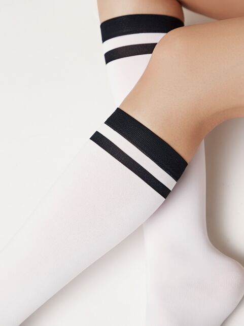 Плотные гольфы из микрофибры с контрастными чёрными полосами HIT - купить в интернет-магазине Conte