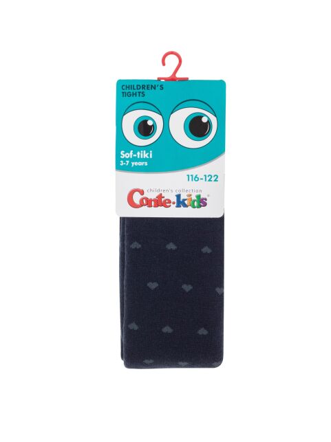 Колготки SOF-TIKI темно синие (махровые внутри) с рисунком "сердечки" - купить в интернет-магазине Conte