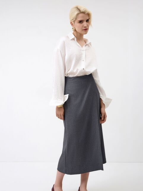 Юбка-midi на запах из костюмной ткани LU 3260 - купить в интернет-магазине Conte