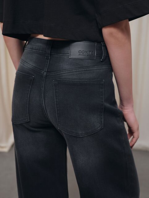 Чёрные джинсы wide leg с дополнительной петлёй для кастомизаций CON-800 - купить в интернет-магазине Conte