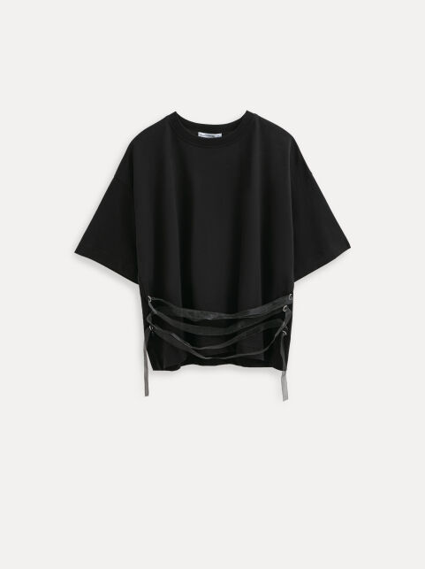 Хлопковая футболка со шнуровкой по переду LD 3445 - купить в интернет-магазине Conte